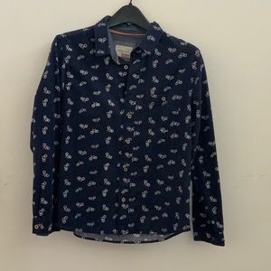 Boys Navy Blue Long Sleeve Button-Down Shirt